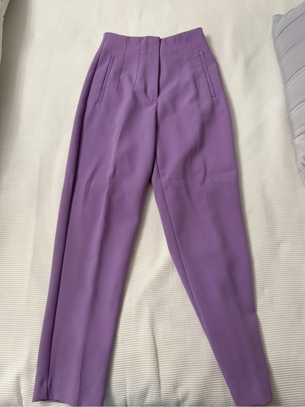 Zara High-Waist Tailored Purple Tapered Pants